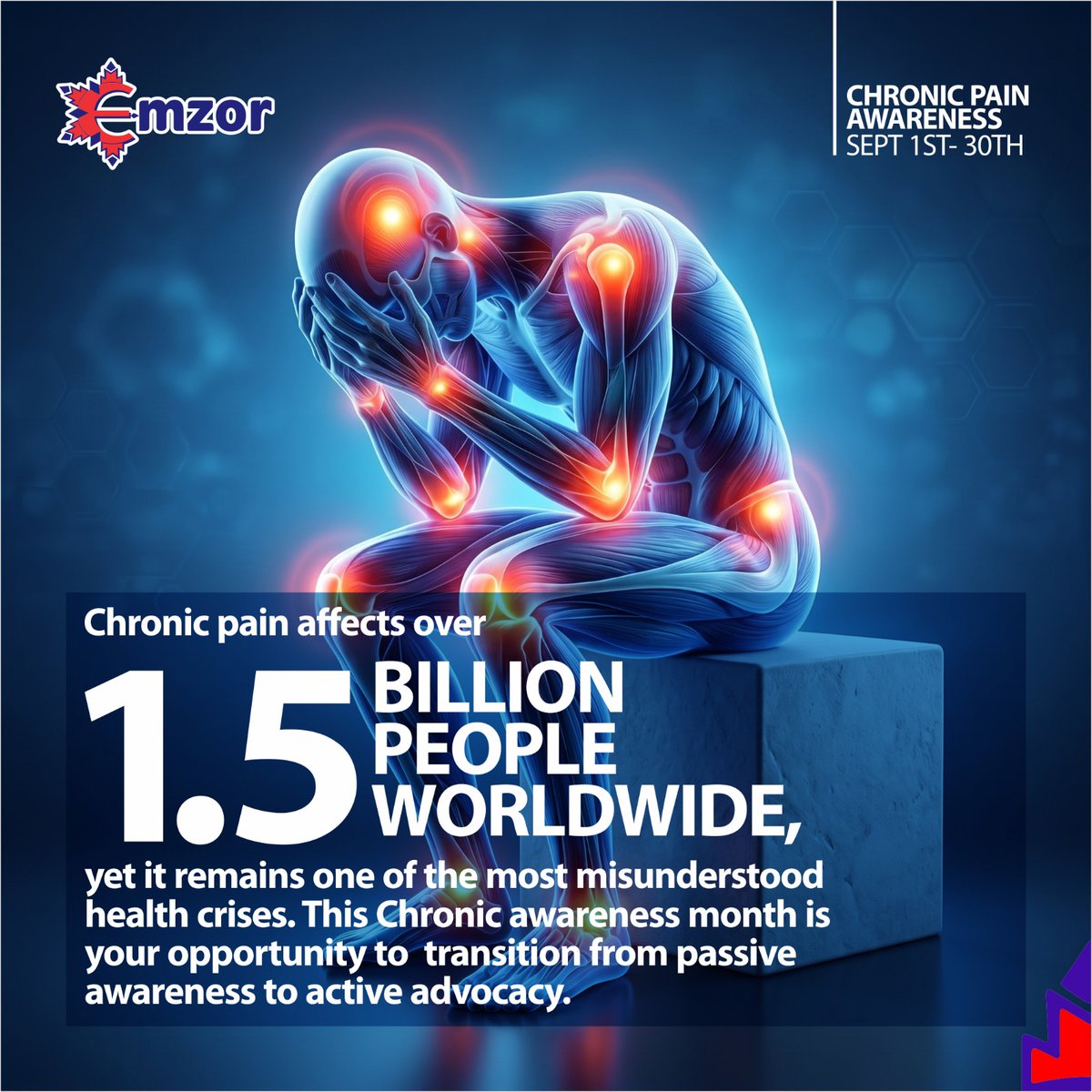 emzornigeria's tweet photo. Over 1.5 billion people live with chronic pain worldwide. 

Yet, the pain isn't the only challenge, they also have to deal with disbelief and misunderstanding.

This month, we're having more honest conversations about what it means to have chronic pain.

#ChronicPain #Emzor https://t.co/bOjgeDVSiV