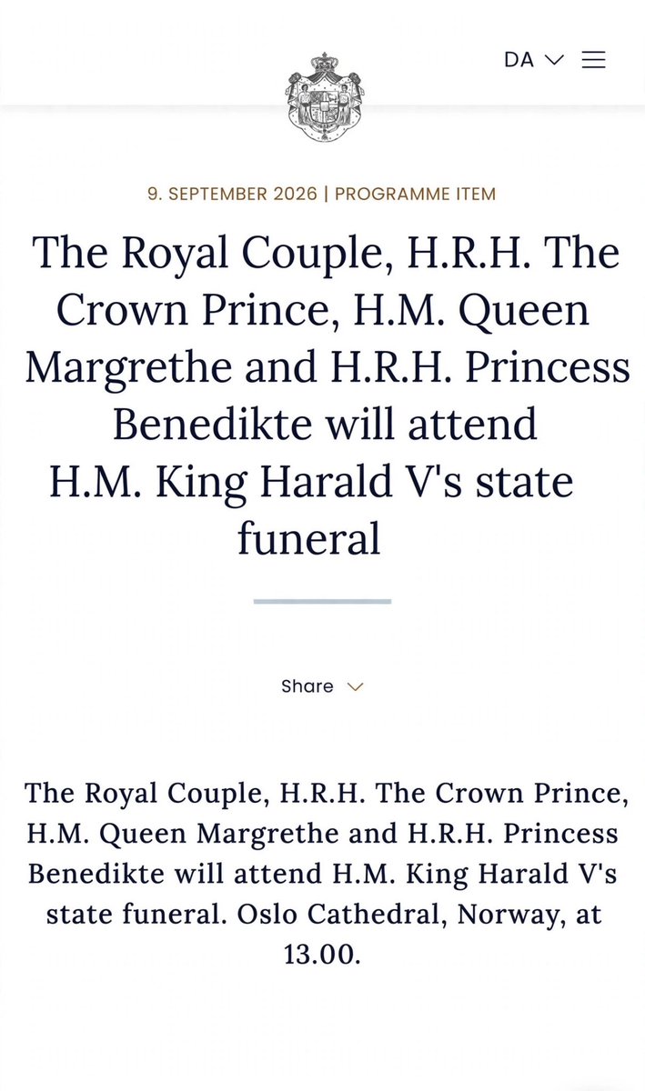 donaldson_05's tweet photo. 🕊️ The Danish Royal Family will attend the State Funeral of King Harald V.

King Frederik, Queen Mary, Crown Prince Christian, Queen Margrethe and Princess Benedikte will attend the State Funeral of H.M. King Harald V., taking place at Oslo Cathedral, Norway, at 1:00 PM. 🇩🇰🇳🇴🤍 https://t.co/jv4A5ZXyBC