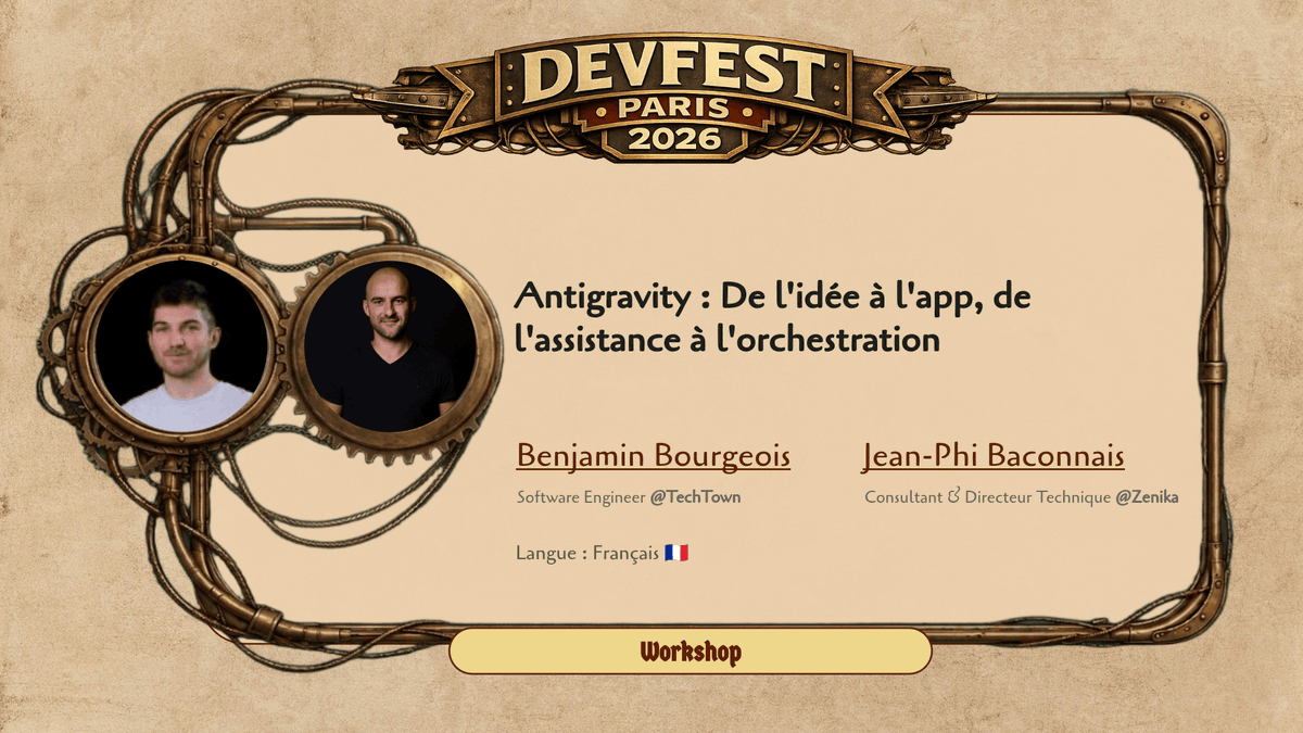 devfestparis's tweet photo. 🛰️ De codeur à orchestrateur : Benjamin Bourgeois &amp; Jean-Phi Baconnais vous font déléguer des tâches complètes à des agents autonomes avec Antigravity. Crédits GCP fournis.
📅 27 nov – DevFest Paris
🗣️ Langue : 🇫🇷
🎟️ https://t.co/AFeCHxlDJt
📅 https://t.co/QHKCdvdMRR https://t.co/PPs9ko7mZ0