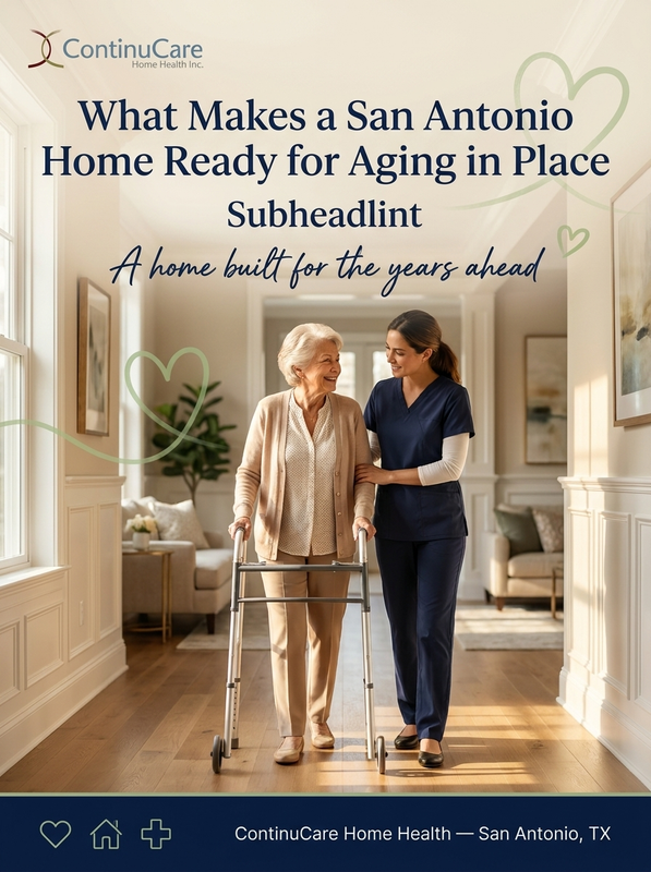 ContinuCareSA's tweet photo. Not every San Antonio home is set up for long-term independence, but small modifications can go a long way. Single-story access, wider doorways, and walk-in showers all support aging in place. Ask ContinuCare for a home readiness assessment. #AgingInPlace #SanAntonioSeniors #Home https://t.co/QP41UxhpI9