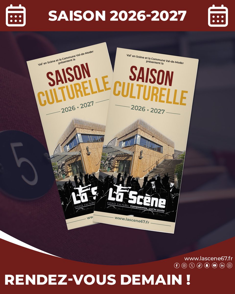 lasceneVDM's tweet photo. 📅 Rendez-vous dès demain pour découvrir toute la programmation !

👉 Sur notre site internet : https://t.co/IvxQ2QNsHi
👉 Et sur nos réseaux sociaux pour ne rien manquer !

#LaScène #ValDeModer #SaisonCulturelle #Culture #Spectacle #SortirEnAlsace #Alsace https://t.co/QlmOS7pNnP
