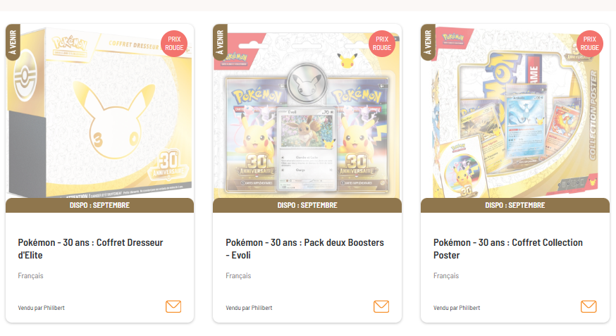 le_crocodeal's tweet photo. ⚡️ Cartes #Pokémon : la boutique Philibert a mis en ligne les pages de 3 coffrets Pokémon 30ᵉ Anniversaire. N'hésitez pas à vous inscrire à leurs alertes par e-mail ! Les liens ci-dessous 👇

➡️ Coffret ETB 30 ans : https://t.co/PYsQ1YejzJ
➡️ Coffret Poster : https://t.co/D9mTbrS44X
➡️ Duopack Evoli : https://t.co/0lHV1Wryd3