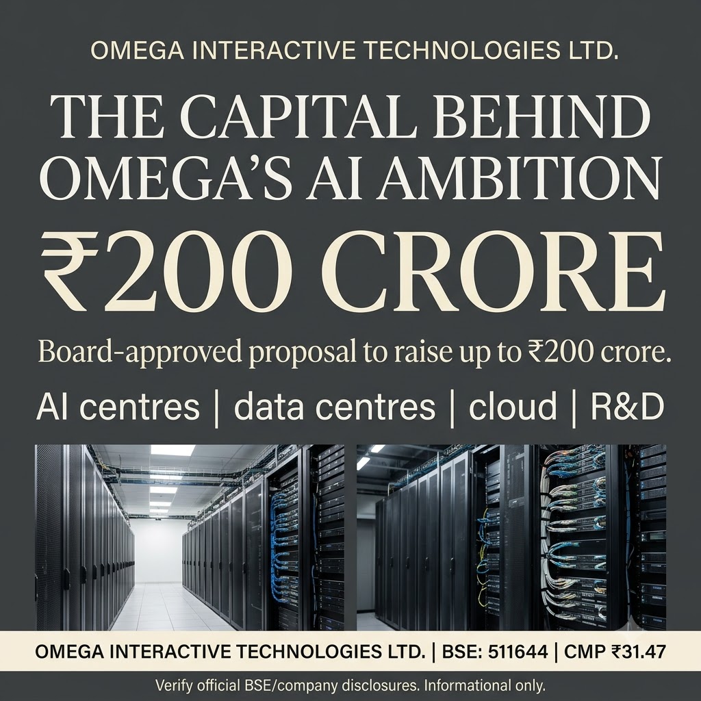 DeepP4_'s tweet photo. OMEGA Q1 FY27 + FUNDRAISE!

₹78.35 Cr consolidated revenue
272.4% YoY growth
₹5 Cr consolidated PAT
126% YoY PAT growth
₹200 Cr fundraising approved

A strong set of numbers to watch.

CMP: ₹31.47 #AI_cheapest_Stock https://t.co/Oi9qbG1ARN