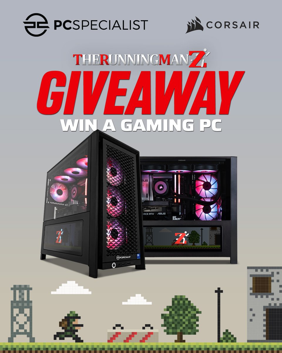 PCSpecialist's tweet photo. We've teamed up with @CORSAIR and @TheRunningManZ to give one of you this custom Corsair powered gaming PC!

Enter Here ➡️ https://t.co/kH8H0ZsPC1

For a bonus entry:
❤️ Like this post
💬 Comment #TRMZPC + Tell us what game you'd boot up first! https://t.co/yOSy5MBJJ2