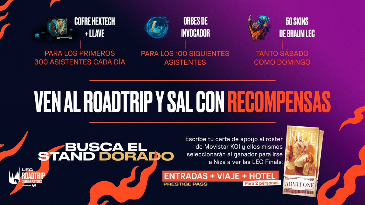 MovistarKOI's tweet photo. Estas son las recompensas que puedes conseguir durante este fin de semana en el #LEC Roadtrip 🪙 https://t.co/ZEImKnEm7Q