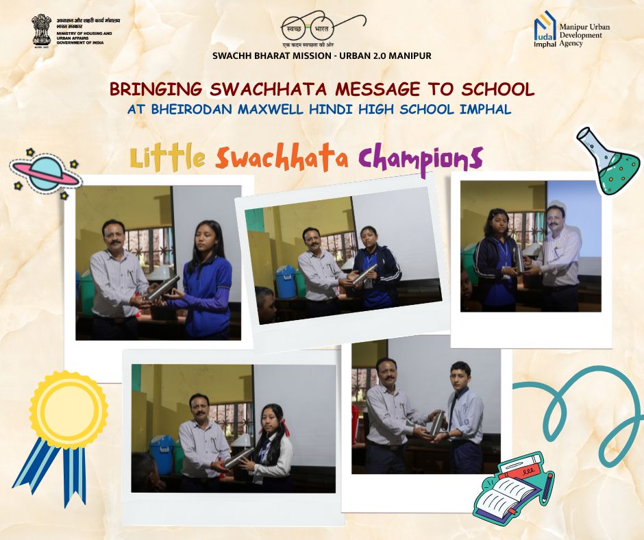 SbmUManipur's tweet photo. School Awareness Program by SBM-U, 2.0 Manipur Team. Bringing the Swachhata Message to our Future Leaders.

@SwachhBharatGov @MoHUA_India 
#SwachhManipur #SwachhatainSchools https://t.co/QoyemKx4AJ