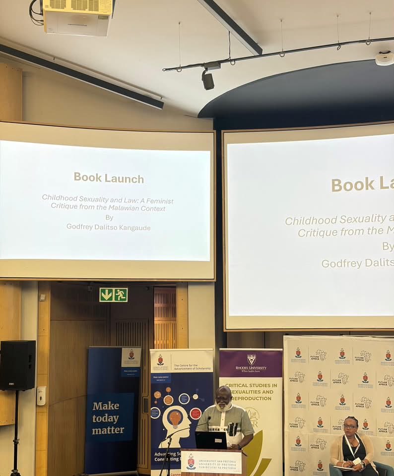 CSSR15's tweet photo. Dr Godfrey Kangaude presented his new book titled 'Childhood Sexuality and Law: A Feminist Critique from a Malawian Context' (2026). The book is published by Pretoria University Law Press (PULP). https://t.co/4rsdFAA0aX
