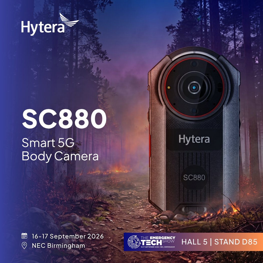 HyteraEurope's tweet photo. Emergency services rely on accurate data and real-time visibility. The SC880 combines a body-worn camera with broadband communications in a single device, enabling live streaming, voice calls &amp; real-time data sharing https://t.co/SXJLB6ALtv

See you at #ETS2026, D85, 16-17 Sept https://t.co/1oHj8DSmiA