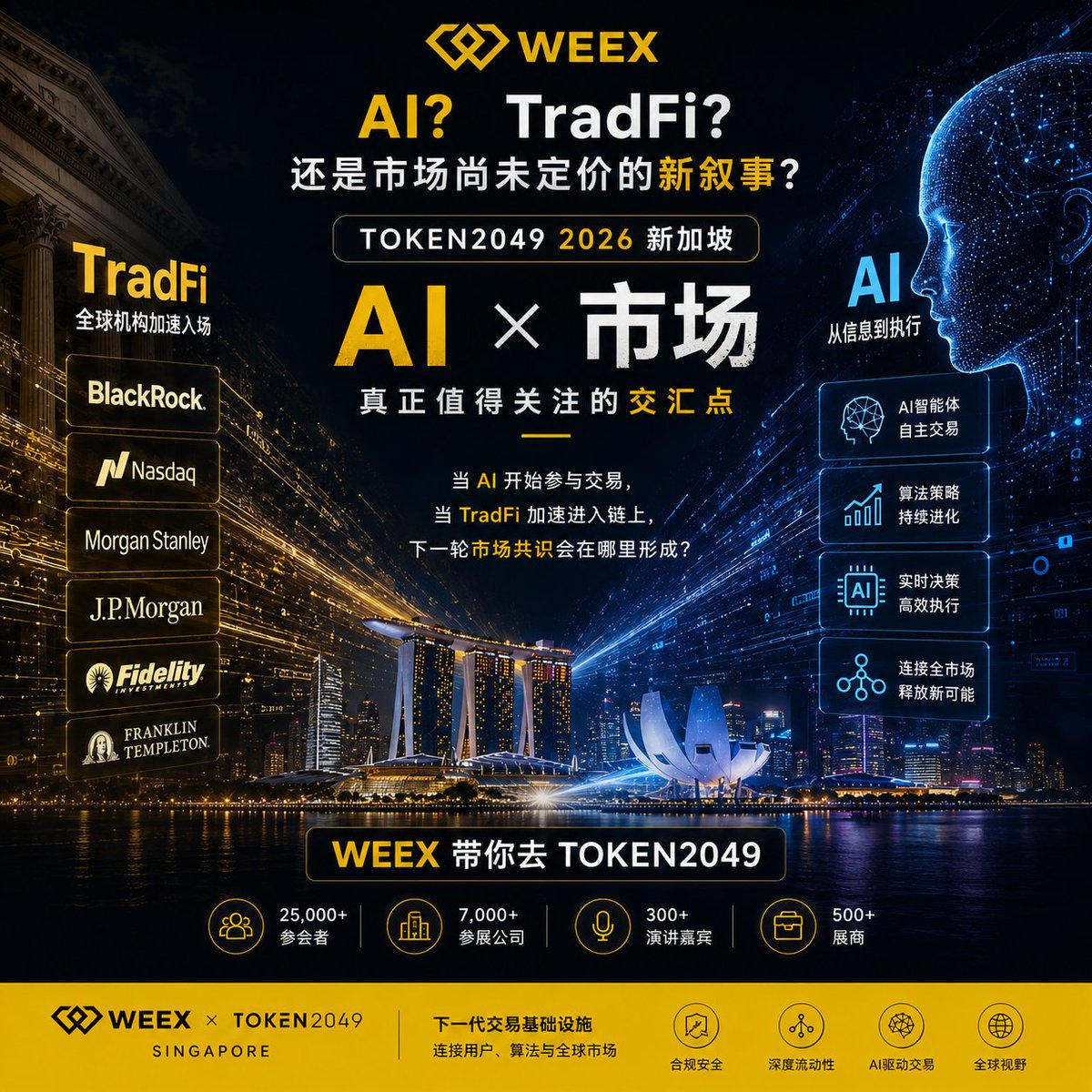 Linhams3's tweet photo. @WeexCn AI、TradFi 最近都很有热度，但真正让我期待的，反而是 TOKEN2049 会不会出现一些还没有被市场充分关注的新方向💥🚀

每次这种大型行业活动，都会有不少新的观点和叙事碰撞。也许这次在新加坡，真的会有一个意想不到的答案出现💥👀
#WEEX去2049搞点大的 #TOKEN2049
WeexUid:  9518074118 https://t.co/WDQc2S0SnM