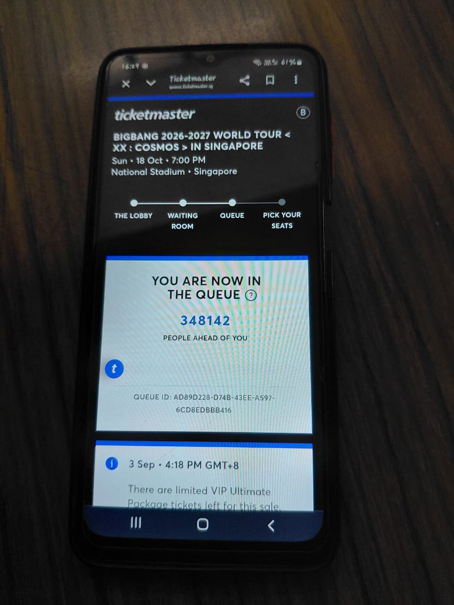bevng1971's tweet photo. After 2 hours, one FAILED (with kl mobile) &amp; using my spore mobile, also FAILED! There u go. @TicketmasterSG  TYVM for this! 2 hours sale, its closed &amp; done. Scalpers, bots, scammers YOU WIN! 👍 #bigbang #singapore https://t.co/LUPVZ1Pmng