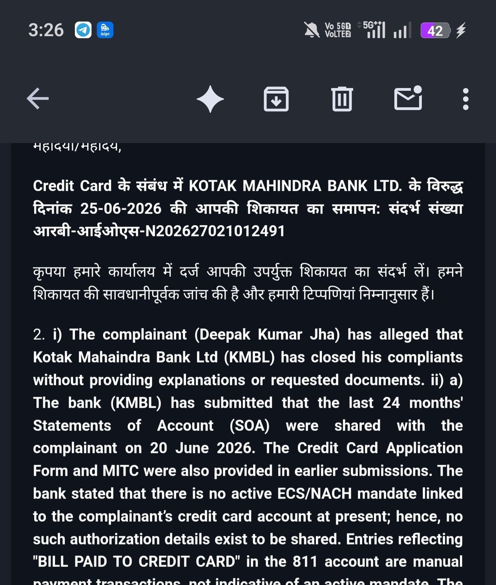 djdeepakjha's tweet photo. @KotakCares The confident lie
No fear of @RBI No dignity and no shame too @consumerforum_ https://t.co/MFTohhjYSO