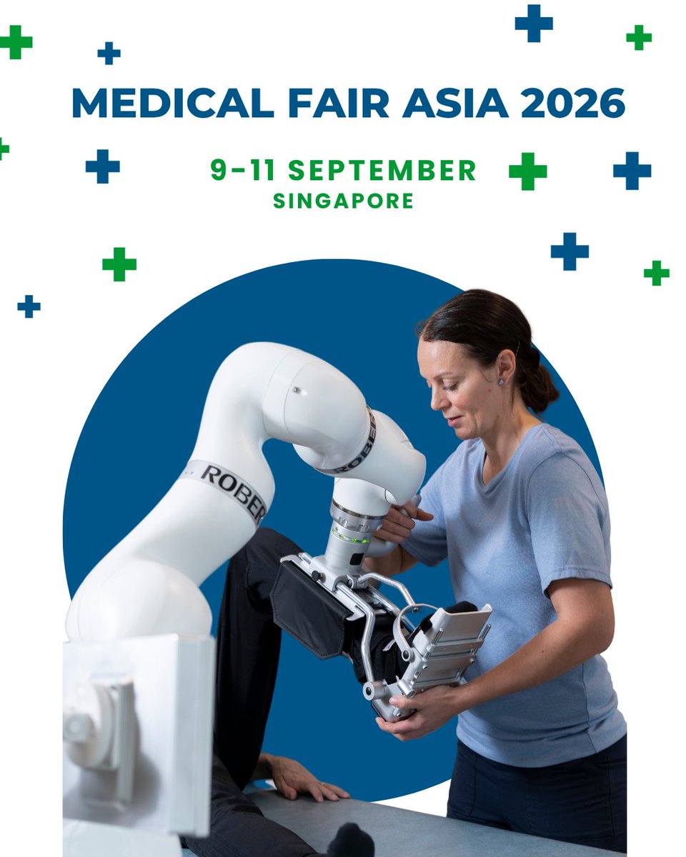 LSR_Robotics's tweet photo. Meet us at Medical Fair Asia 2026 in Singapore 🇸🇬

Join us at Booth 2L08, Denmark Pavilion, from 9-11 Septemberfor live demonstrations of ROBERT® and discover how robotic-assisted rehabilitation can support intensive therapy tailored to individual patient needs. 🦾 https://t.co/iTuHBN5gS4