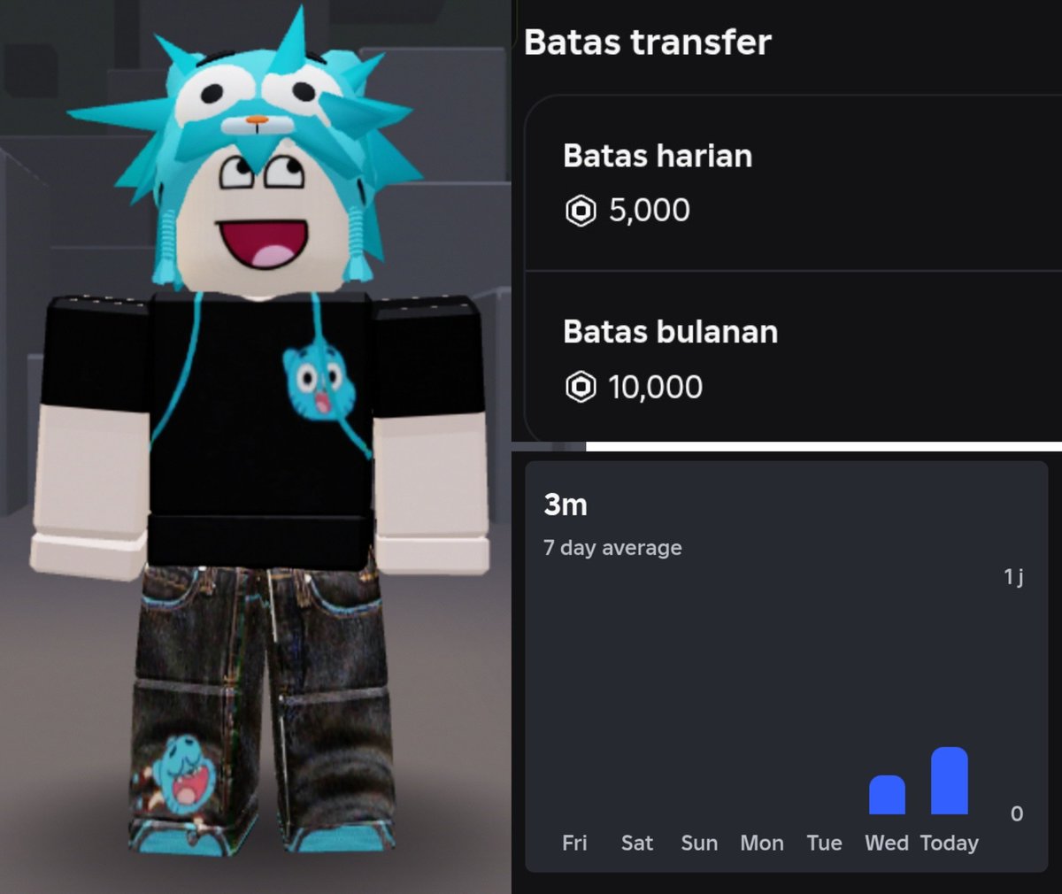 wipavlly's tweet photo. ⊹ ࣪ ˖ wts akun roblox limit 5kr/d🍓

♡ price : 50.000

— age 21+
— reg Portugal 
— ada sisa robux 227r
— limit 10kr masih utuh

#akunroblox #bealanja #zonauang
💌https://t.co/mK0HXh70wL https://t.co/C6ooG7XdSY