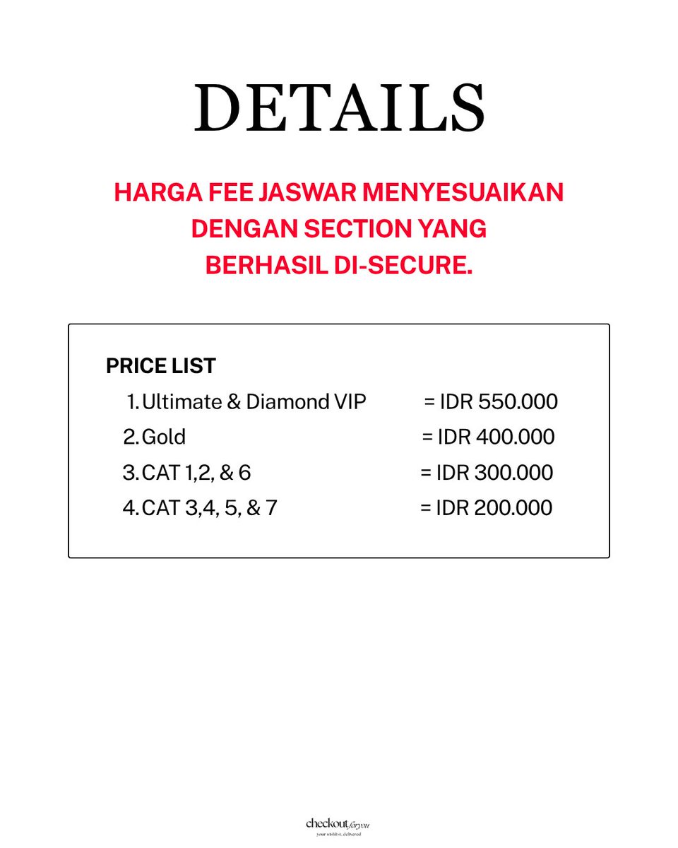 checkoutforyouu's tweet photo. OPEN JASWAR (Jasa War)

BIGBANG 2026-2027 WORLD TOUR < XX : COSMOS > in JAKARTA

FEE : 200k - 550k
‼️ fee payment dibayar setelah secured tiket ‼️

🏷️ jaswar jasa war bigbang cosmos jakarta

‼️ mohon dibaca dengan baik dan pelan-pelan ‼️
details t&amp;c: https://t.co/vyiEEQ5lXr