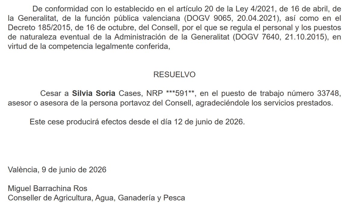 ramircalvo's tweet photo. Han fitxat una persona que era assessora del portaveu del Consell fins al passat 12 de juny. https://t.co/wbH8gLi5PO