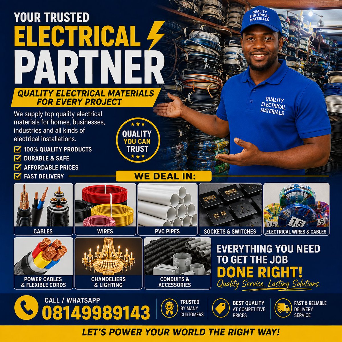 OkparaPee's tweet photo. โก GOOD POWER STARTS WITH GOOD ELECTRICAL WORK!
Welcome to Great Iyke Electrical โ where quality, safety, and reliable service come first. ๐ง๐ก
๐ฒ Great Iyke Electrical โ Powering Your World, Professionally.
#electrical #electrician #electricalengineering #cableproject https://t.co/CFQiMgddEN