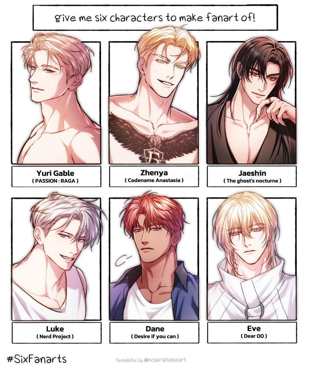 PN659's tweet photo. วาดเกทั้ง6ตามรีเควสจ้าาาาา อร่อยไม่ไหวววว
ี
พี่ยูริ <3 - #passionraga
เซนย่า? - #codenameanastasia
หมาลูกชิ้น - #귀야곡
ลุค!! - #nerdproject
พี่เดน - #Desiremeifyoucan
Eve - #Dear00 https://t.co/XdgrCvIwh7