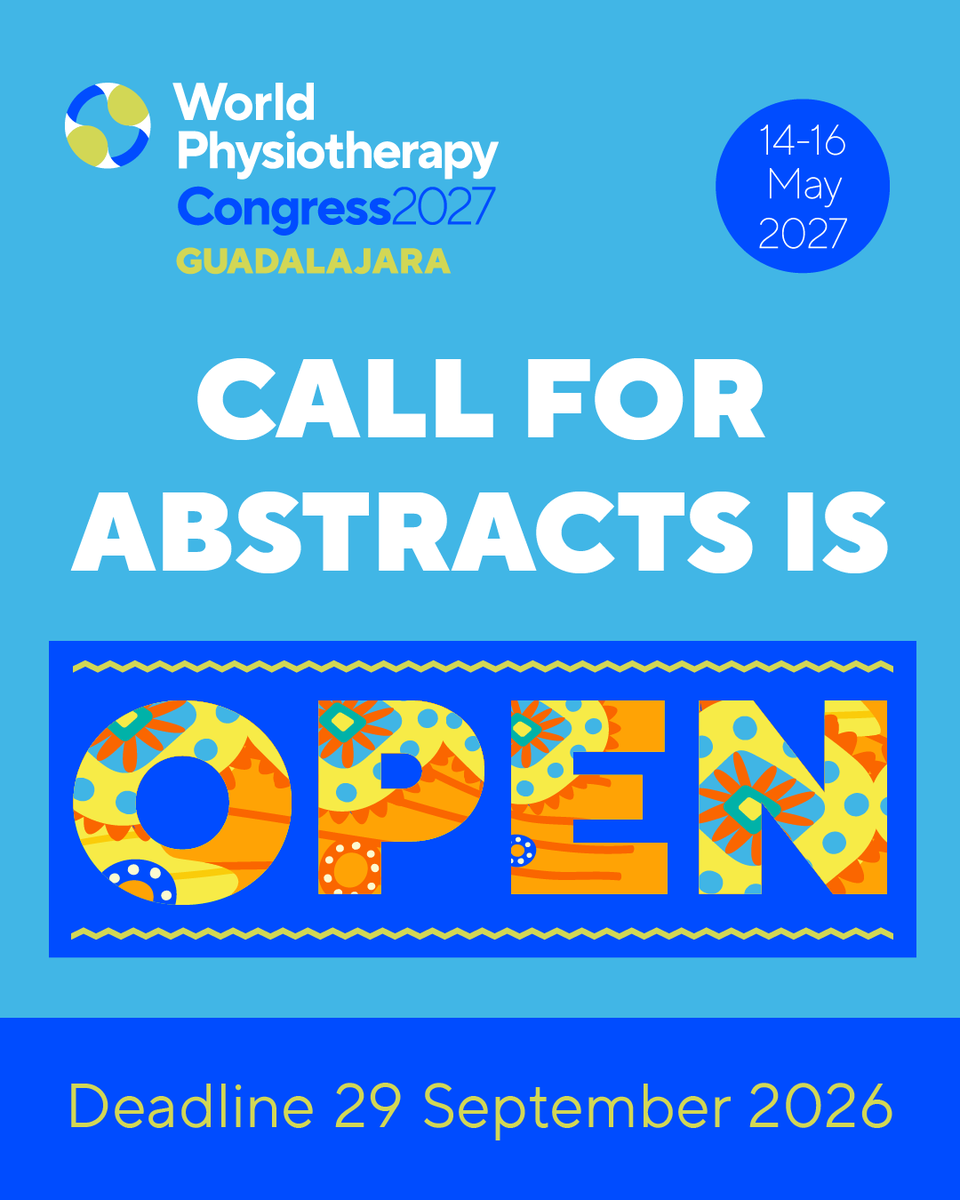 WorldPhysio1951's tweet photo. Have you got a new and unique development in practice, theory, education, or management and policy you want to share? 

The call for abstracts for Congress 2027 is open until 29 September, and we want to hear from you! https://t.co/UrR3LZTqHS
@ERWorldPhysio | @WorldPhysioSAR https://t.co/Bi7Zc41enL