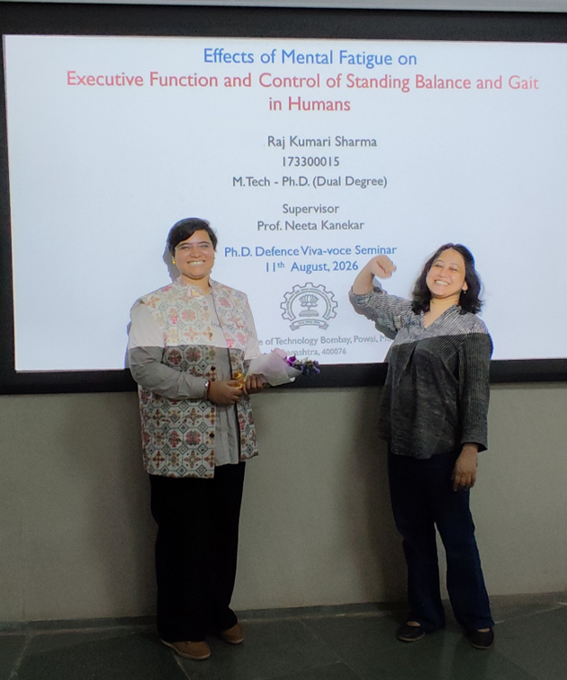 BsbeIitb's tweet photo. Raj Kumari Sharma defended her Ph.D. thesis, "Effects of Mental Fatigue on Executive Function and Control of Standing Balance and Gait in Humans." Congratulations to Raj Kumari and her thesis advisor Neeta Kanekar @i_m_rksharma @iitbombay #theBSBEgrad (1/4) https://t.co/uo10f8RDrs