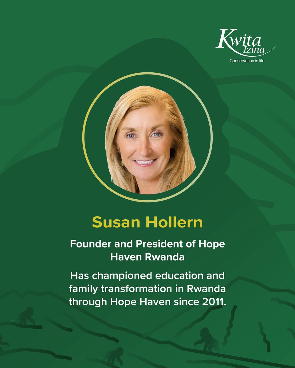 FactsOnRwanda's tweet photo. RWANDA

With a longstanding commitment to education in Rwanda, Susan Hollern joins #KwitaIzina as a Namer. 🦍🌿

She is the Founder and President of Hope Haven Rwanda, advancing education and family transformation since 2011.

#VisitRwanda | #FactsOnRwanda https://t.co/WHToiluN3M