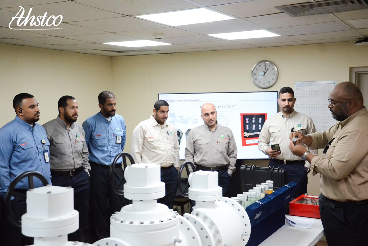 ahstco's tweet photo. AHSTCO conducted a workshop on the basic knowledge about valve types, care and parts in North Uthmaniyah Field Area in August 31 and in South Uthmaniyah Field Area in the Second of September. https://t.co/EOrUtkZbWd