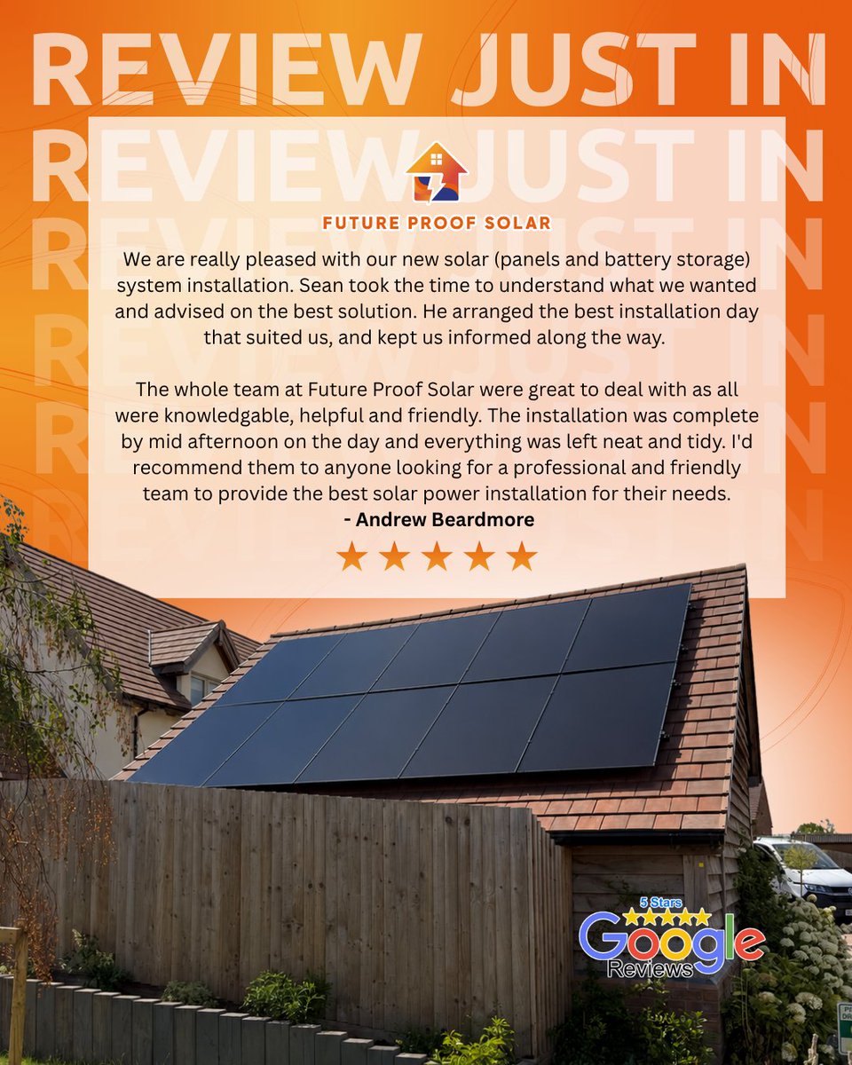 FPSolar1's tweet photo. 🌟 Another fantastic 5-star review from one of our customers, Andrew Beardmore!

Thinking about making the switch to solar? 
Get in touch with our friendly team to find the right solution for your home. https://t.co/wwtVerRHfd
