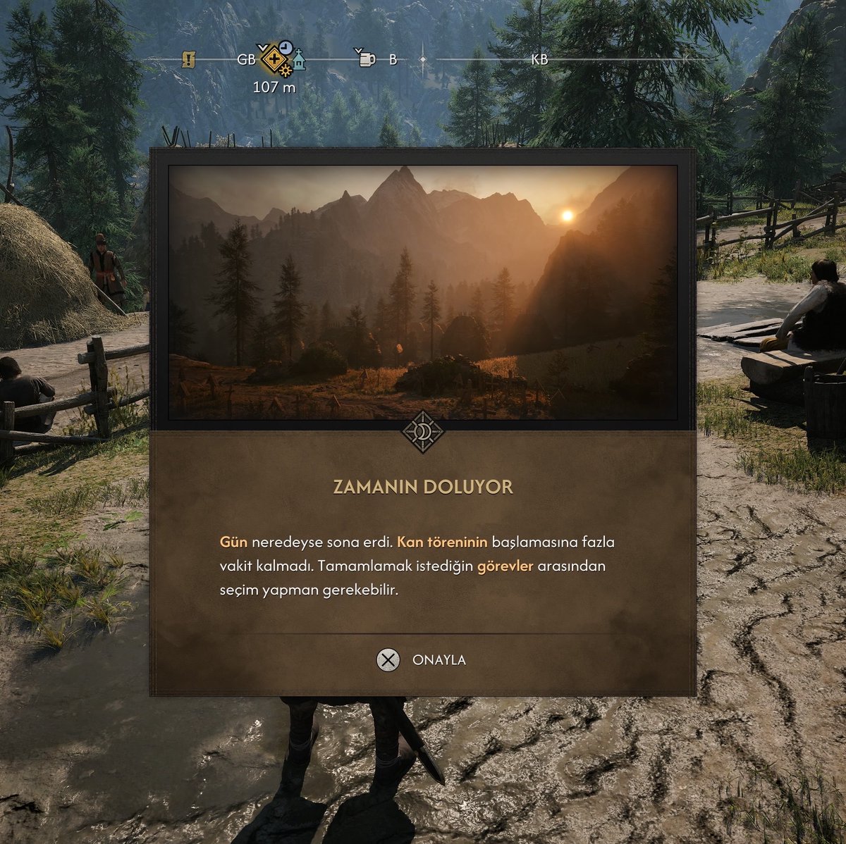 MortisWes's tweet photo. The Blood of Dawnwalker'da zaman konusunu gördüğüm kadarıyla biraz anlatayım.

Oyun sağ üstte boş bir zaman barı gösteriyor. Yaptığınız her yan görevde, görevde belirtilen süre kadar bu bar doluyor. Bar tamamen dolduğunda ise oyun sizi otomatik olarak ana hikaye görevine yönlendiriyor.

İlk denememde haritadaki yan görevleri yaptım ama benden asıl istenen ana görevi yapmadım. Zaman dolduğunda oyun beni direkt bir hikaye sinematiğine attı ve ana hikaye devam etti. Üstelik geride yapmadığım 2 yan görev kalmıştı.

Load alıp ikinci denememde yine 3-4 yan görev yaptım ama bu kez kalan zamanımı asıl göreve giderek kullandım. Diğer yan görevlerden birini yapmadığım için onunla ilgili farklı bir sonuç gördüm.

İlk denememde ana görevi yapmadığım için önemli olduğunu düşündüğüm bir karakterin görevini, diyaloglarını ve yaşanan bazı olayları da tamamen kaçırmış oldum. Ayrıca bana karşı diyaloglar da değişti.

Oyunun ilerleyen bölümlerinde bu sistemin ne kadar etkili olduğunu henüz bilmiyorum. Şimdilik tutorial sonrasında yaşadıklarım bunlar.

Zamanla yarışılan görevler oyunlarda beni zaten çok gerer ve pek sevmem. Burada ise özellikle bu gerilimi yaşatmak ve yaptıklarımızın sonuçlarını göstermek istemişler gibi duruyor.

Aslında bu sistemi denemek için load almıştım ama bundan sonra geri dönmeyi düşünmüyorum. Bakalım kendi tercihlerimle nasıl bir deneyim yaşayacağım.