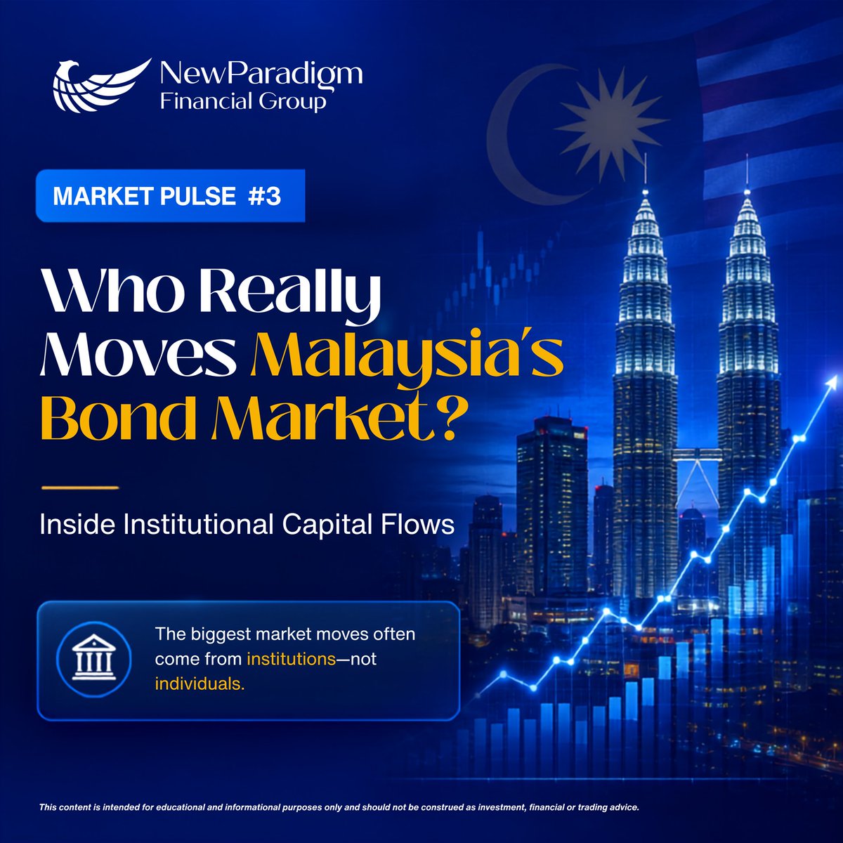 NewParadigmFG's tweet photo. Who really moves Malaysia's bond market?
Market Pulse explores how BNM, institutional investors, banks, Principal Dealers and corporate issuers shape pricing, liquidity and demand across Government and Corporate Bonds.
Explore more: https://t.co/JyIJr3DbbC
#NPFG https://t.co/Z6mKvavzEj