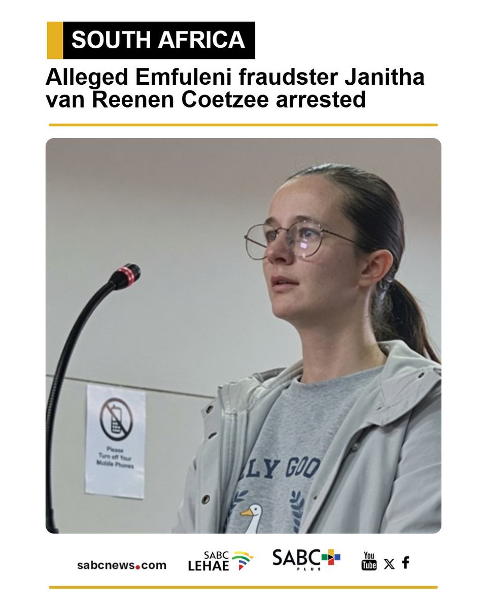 SABCNews_Radio's tweet photo. The Political Killings Task Team (PKTT) has arrested alleged fraudster Janitha van Reenen Coetzee. https://t.co/XBSlTolrzp

#UpdateAtNoon #sabcnews https://t.co/jSOZQiftNq