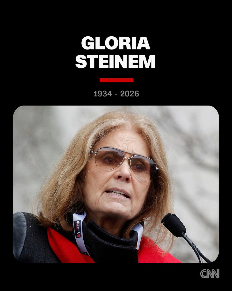 cnnbrk's tweet photo. Gloria Steinem, feminist icon and founder of Ms. Magazine, has died at 92 https://t.co/cKHAnvdBWt https://t.co/cnNqOw6swE