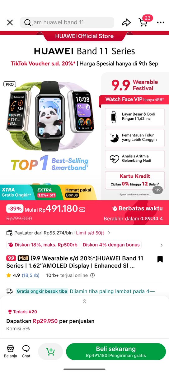 ppawyaw's tweet photo. @berburusales Tiap jam 00.00-01.00, ada Flash Sale di TikTok Shop

Dan wishlistku salah satunya adalah smartwatch ini. Semoga bisa kesampaian punya, amin.. 
#Jam12MalamPromo99TikTokShop https://t.co/fN895ajrwj