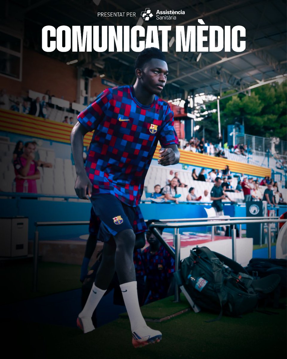 FCBarcelonaB's tweet photo. ❗️ COMUNICAT MÈDIC

El jugador Jesse Bisiwu va rebre un cop a la cama esquerra durant el partit d’ahir.

Les proves mèdiques realitzades aquest matí han confirmat que es tracta únicament d’una contusió.

La seva reincorporació als entrenaments està prevista en un termini breu. https://t.co/XSG3vgjOfk