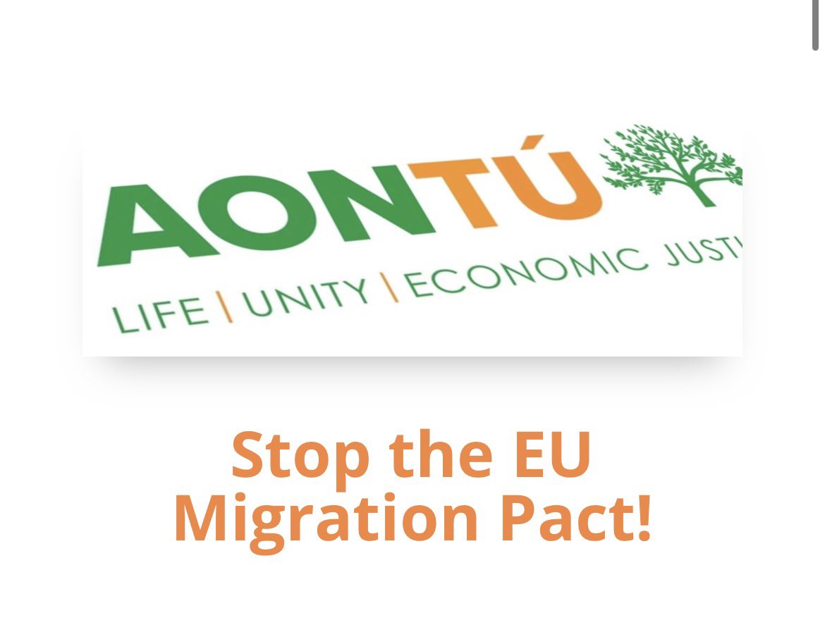 TheAkoFiles's tweet photo. Aontú are putting forward a bill to pull Ireland out of the EU Migration Pact.

Let’s get this petition over 100k and send the Government a message they can’t ignore.

Our borders belong to us. Not the EUSSR.

Petition linked below 👇🏻 https://t.co/MmcktxjNpY