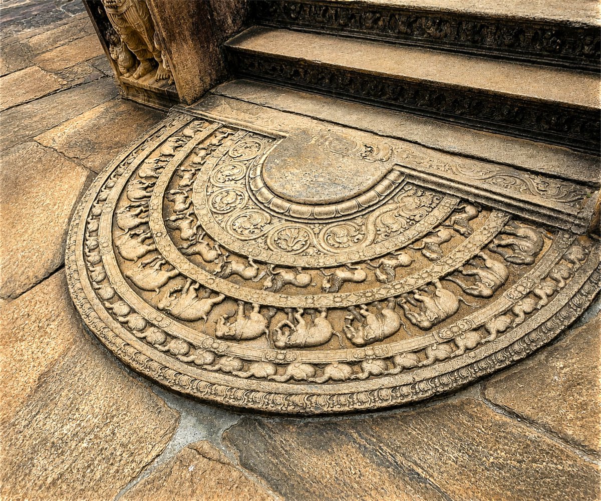 asirilanka88's tweet photo. Ancient Artistry: The Sandakada Pahana 🐘✨  Capturing the intricate details of a traditional Sinhalese Sandakada Pahana, or moonstone. These stunning semi-circular stones are a hallmark of ancient Sri Lankan architecture, https://t.co/WdL9IassSx