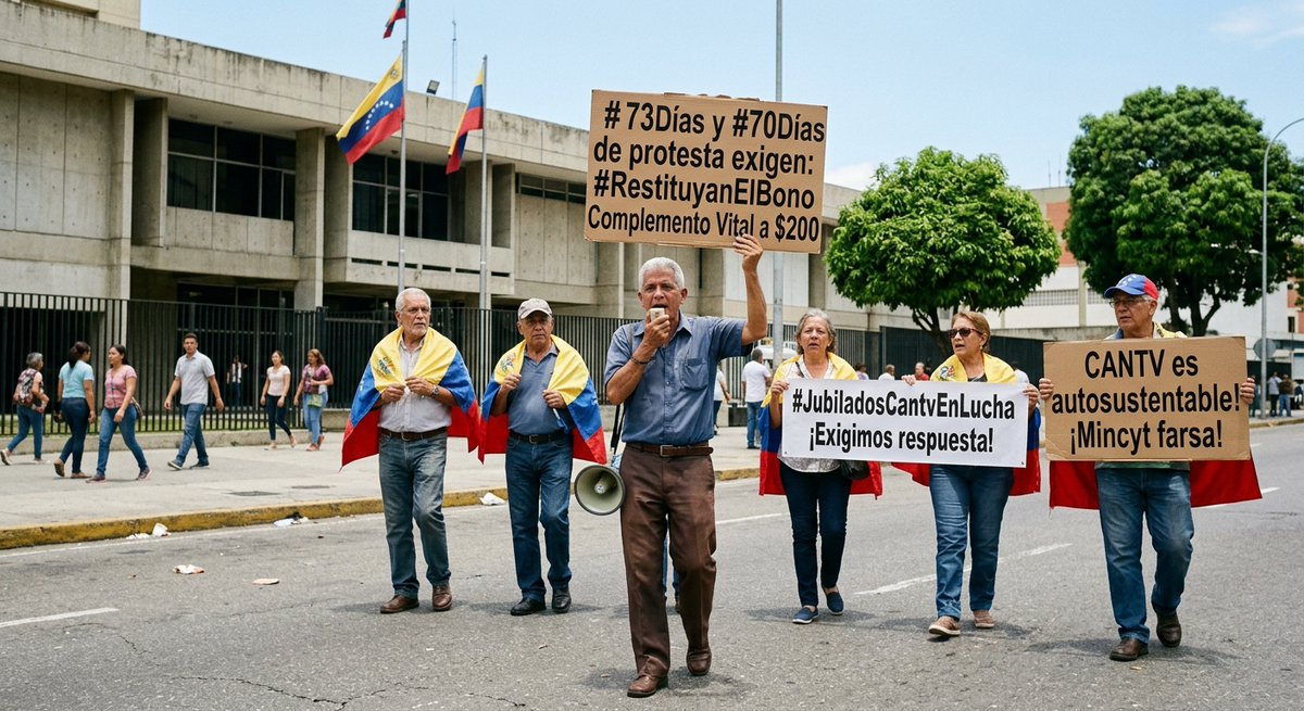 joluvague's tweet photo. 3 de Septiembre @Mincyt_VE: ¡Basta de excusas! #CANTV es autosustentable. @SalaPrensaCantv, responda a #JubiladosCantvEnLucha que en #70Dias de protesta exigen: #RestituyanElBono Complemento Vital a $200. @Dinorahfiguera @FSM_WFTU https://t.co/LhYxpgAxf6