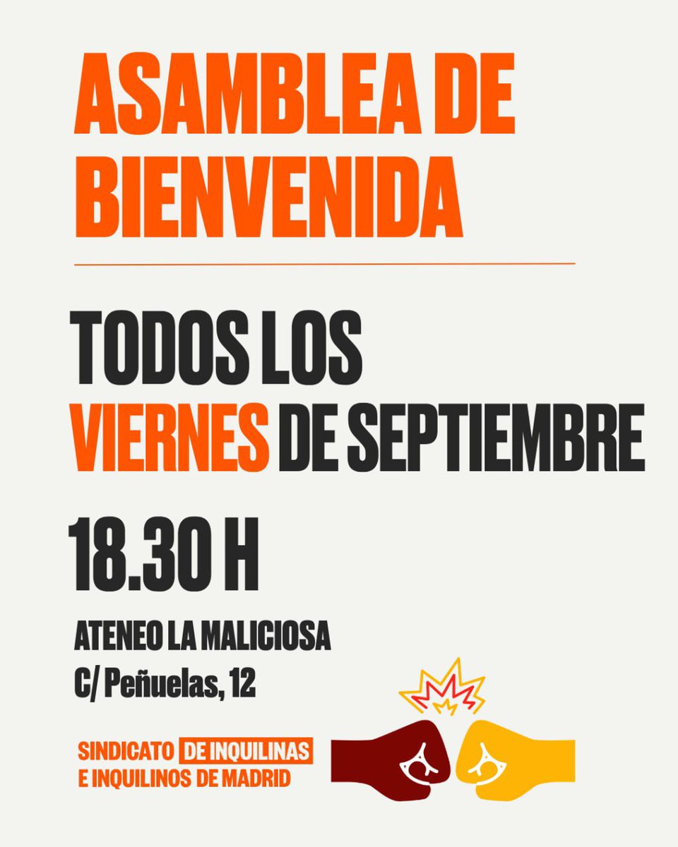 InquilinatoMad's tweet photo. 📣 ¿A ti tampoco te ha comprado la Comunidad de Madrid un #ático de lujo? 💎

Toca volver a las Asambleas para acabar con el rentismo❗

Este mes de septiembre viene cargado de lucha antirrentista y poder inquilino ✊🏾🧡 https://t.co/NiUUgqwLI2