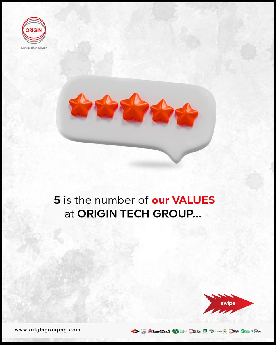 Origintechng's tweet photo. Strong values build stronger teams. At Origin Tech Group, these principles drive everything we do.
Five core values. One shared purpose. Countless possibilities.
#OriginTechGroup
#CoreValues
#OurValues
#CompanyCulture
#theleadingfoodsystemscompany https://t.co/hsmnfJMosM