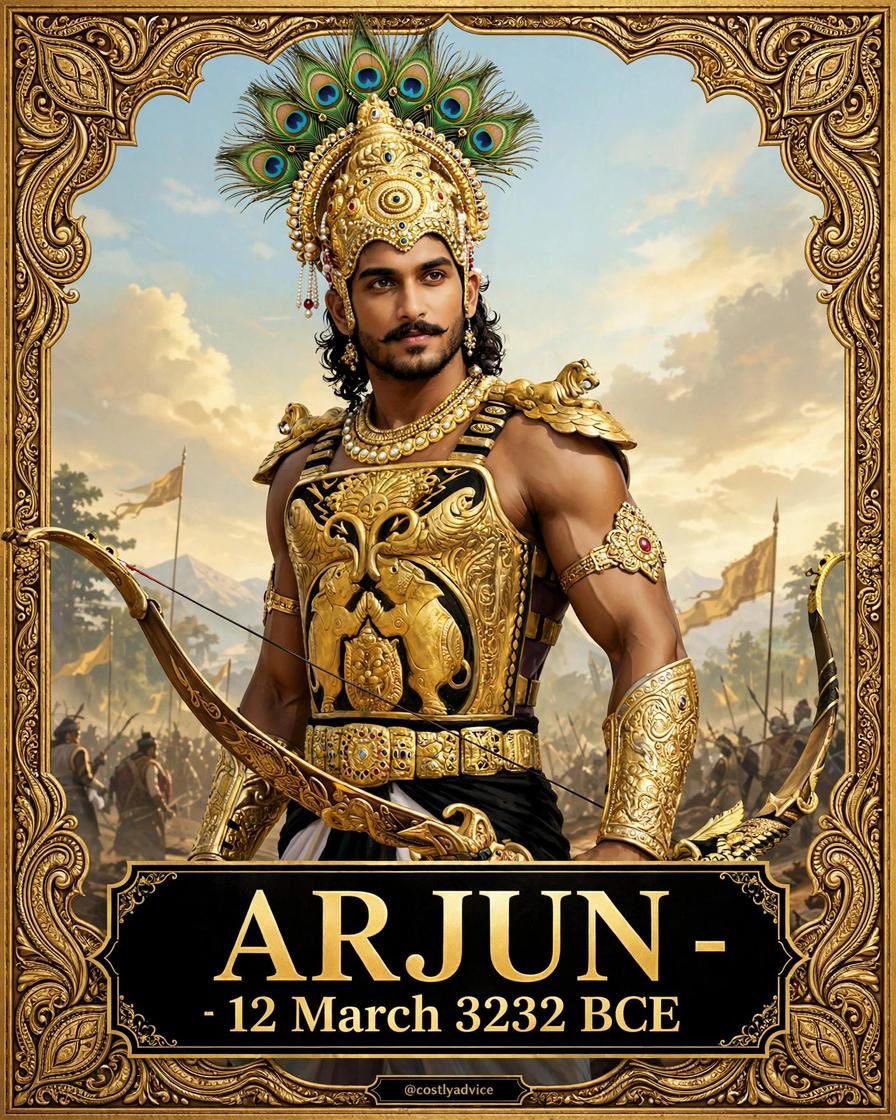 Costlyadvice's tweet photo. 2. The Pandavas:

Yudhishthir - 12 Oct 3238 BCE - 10 years older than Krishna
Bheem - 15 Jan 3236 BCE
Arjun - 12 March 3232 BCE

Arjun was only 4 years younger than Krishna. They were friends, not uncle-nephew. https://t.co/vkGuJHrzLX