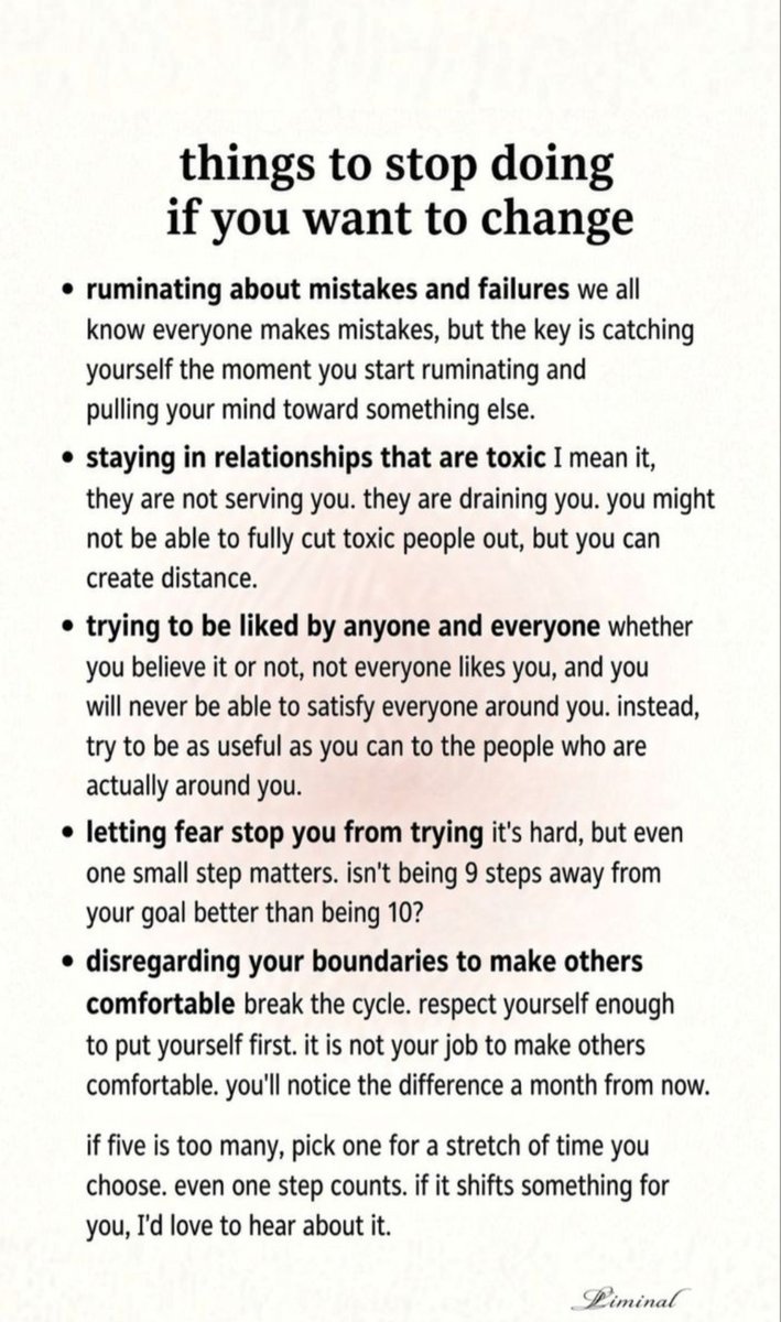 Liminal1988's tweet photo. things to stop doing if you want to change https://t.co/WW9aQ8vvDr