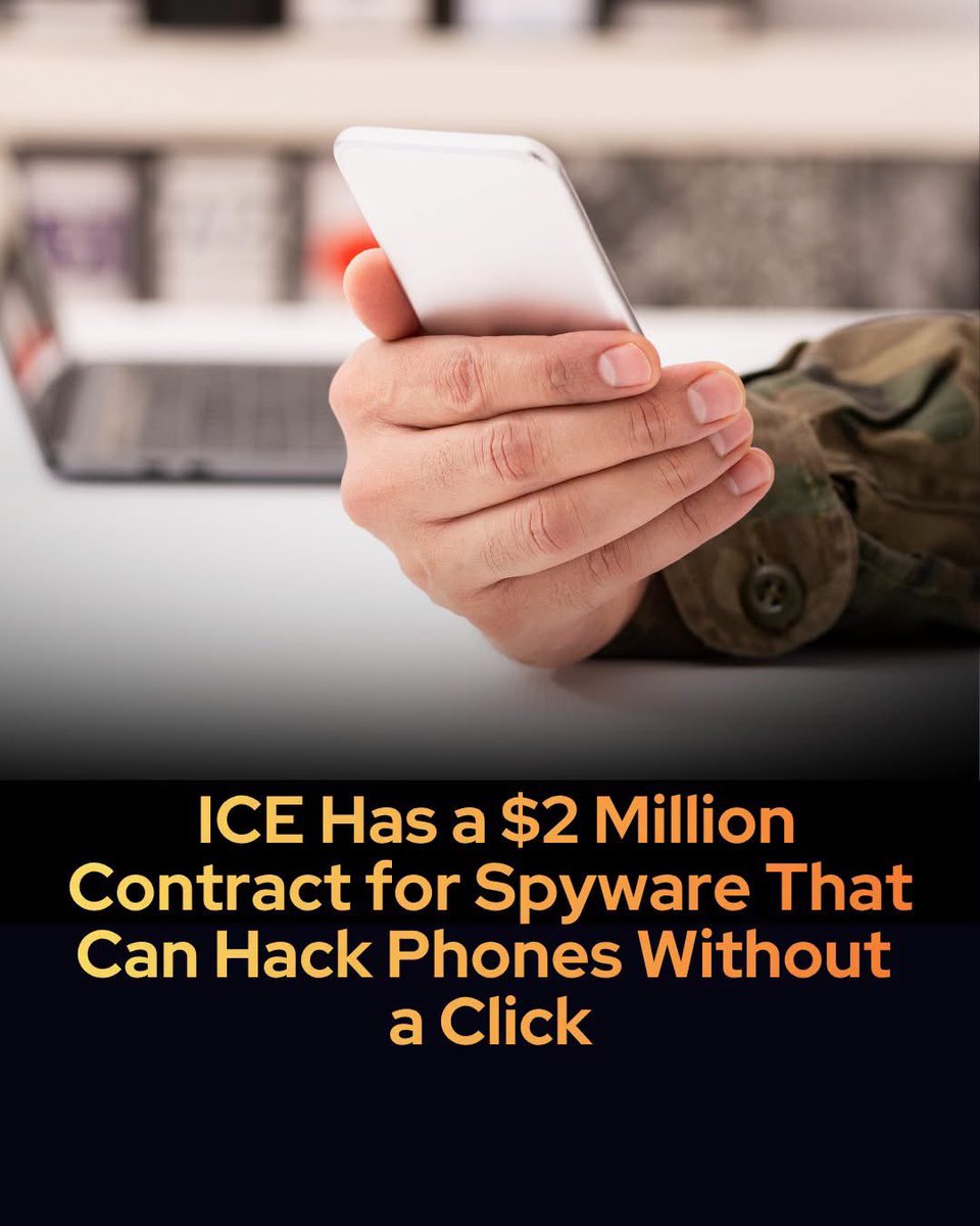 ShiningScience's tweet photo. The U.S. government has confirmed it’s using a zero-click spyware — it hacks into cell phones without any user interaction.

U.S. Immigration and Customs Enforcement (ICE) has officially confirmed its active deployment of 'Graphite,' a highly sophisticated spyware tool capable of hacking mobile devices without any user interaction. 

Developed by the Israeli cyber-surveillance firm Paragon Solutions, this 'zero-click' technology allows operators to bypass the end-to-end encryption of secure applications like WhatsApp and Signal. 

Once silently installed on a device, the spyware extracts encrypted messages, location data, and other private records directly from the phone itself. Despite a previous pause under federal review, ICE's $2 million contract for the software was quietly reactivated, sparking immense concern among privacy advocates and lawmakers alike.

The disclosure has intensified the national debate over the balance between national security and constitutional rights. While ICE authorities assert that the software is strictly deployed to intercept encrypted communications of fentanyl traffickers and foreign terrorist organizations, civil liberties groups warn of potential overreach. Activists and legal experts caution that without strict federal oversight, zero-click exploits could easily be leveraged to target domestic political dissidents, journalists, and immigrant communities. This ongoing tension highlights a growing, unregulated ecosystem of mercenary surveillance tools operating within the borders of democratic nations.

source: Knight First Amendment Institute. (2026). Knight Institute Urges Congress to Limit ICE's Use of Spyware Technologies as Agency Confirms Expanded Deployment.