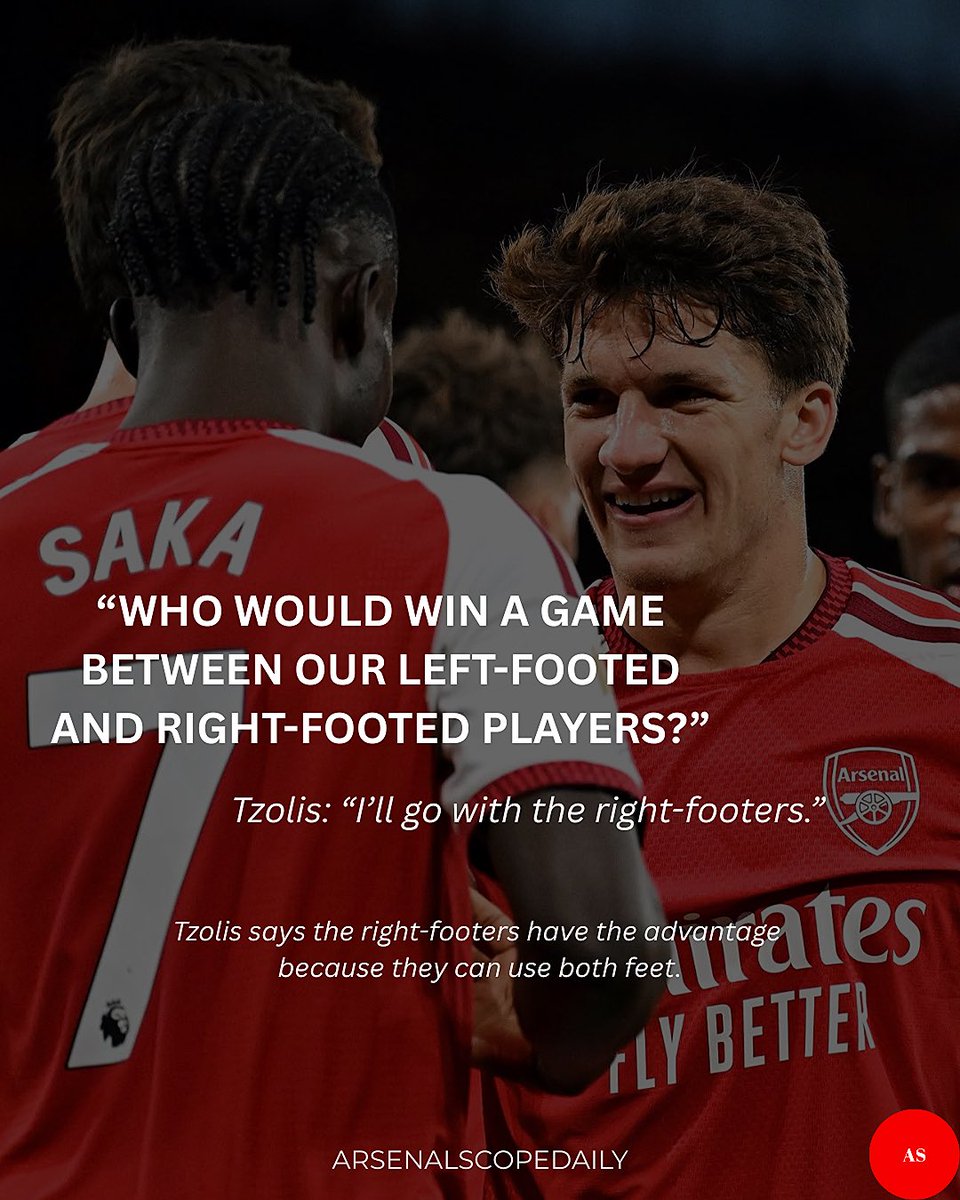 ArsenalScopeX's tweet photo. on who would win a game btw our left-footed and right-footed players:
Who wins? We have a lot of left-footers also on the team. I believe the right-footers are going to win because we can use our left better as well. We have the advantage to use both feet. I'll go with the rights https://t.co/2sn2f34gJR