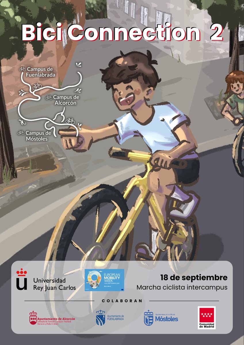 urjc's tweet photo. 🚴‍♂️¡Vuelve 𝐁𝐢𝐜𝐢 𝐂𝐨𝐧𝐧𝐞𝐜𝐭𝐢𝐨𝐧! ¿Te apuntas a la 𝐦𝐚𝐫𝐜𝐡𝐚 𝐜𝐢𝐜𝐥𝐢𝐬𝐭𝐚? 🚴‍♀️
📆 𝟏𝟖/𝟎𝟗
✅ 𝐈𝐧𝐬𝐜𝐫𝐢𝐩𝐜𝐢𝐨𝐧𝐞𝐬 𝐡𝐚𝐬𝐭𝐚 𝐞𝐥 𝟏𝟓/𝟎𝟗
◼️Actividad gratuita
📢 La actividad está abierta a la ciudadanía en general

ℹ️ Noticia: https://t.co/ljHQwENBej https://t.co/qpXgvQsjXd