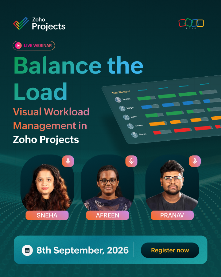 ZohoProjects's tweet photo. Choose the right answer:

Project management may sometimes resemble:
a tightrope walk 🪢 🚶🏽
a juggling act 🤹🏾🤹🏽🤹
an acrobatics performance 🤸‍♂️ 🤸‍♀️ 🎪 

(Psych! There is no right answer. 😜)

If you chose one or all of the above, you're not alone. Register now for our upcoming webinar happening on the 8th of September, 2026, and learn how to Balance The Load effectively. Hurry, get your projects looking like 📈!

Register here: https://t.co/myjxxS0Pit