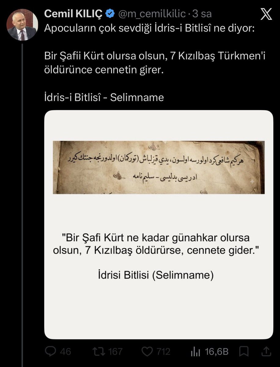 Yusufsaladin22's tweet photo. Cemil Kılıç keşke engelimizi açsa da konuşsak. Sohbet odasında kendisini "madara" edince engellemişti akabinde.

İdris-i Bitlisî'nin böyle bir sözü yok. Bunu nereden uyuduruyor? https://t.co/47BZScv9h7