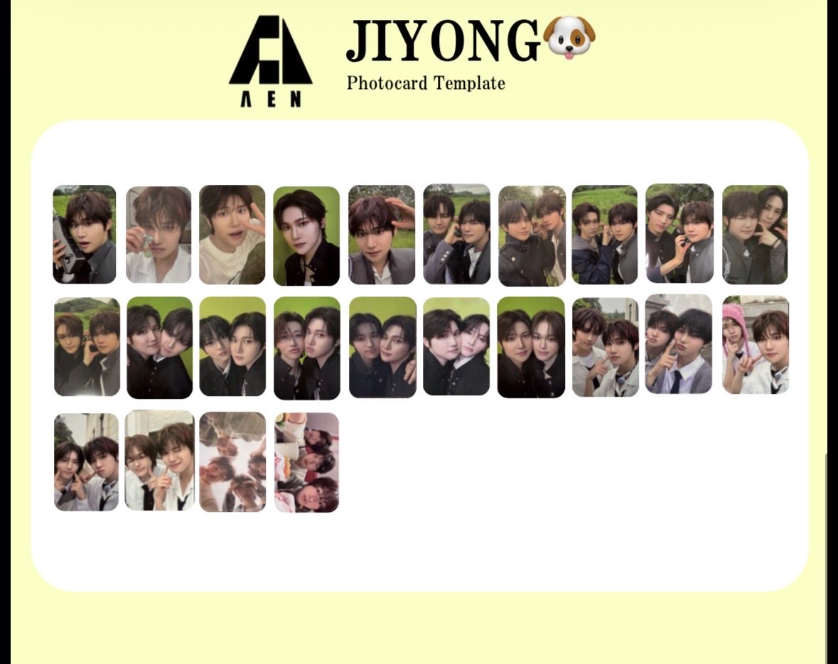kkrggyon's tweet photo. AEN 『A NEW ERA OF NOW』
- Photocard Template | トレカ一覧｜포카 리스트

- JIYONG / ジヨン
- BOMIN / ボミン
- KYUHYUN / ギュヒョン
- HARU /ハル

ご自由にお使いください♪

#AEN #에이엔 #지용 #보민 #규현 #하루　
#ジヨン #ボミン #ギュヒョン #ハル https://t.co/3Lif0eOBtt