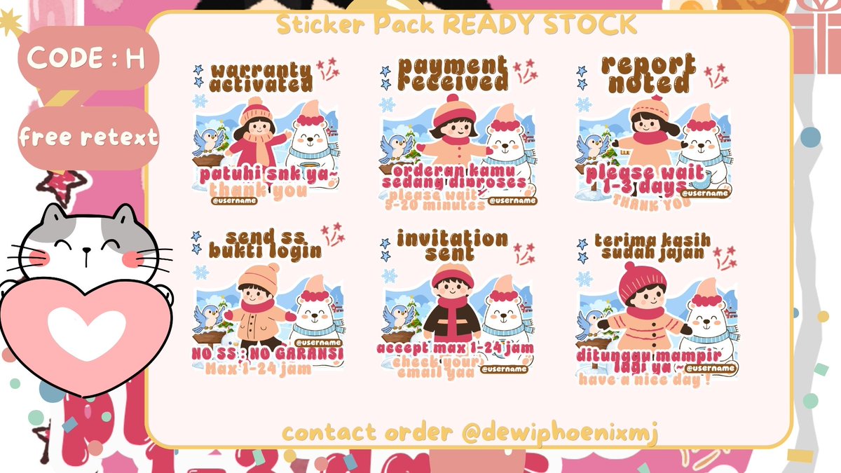 dewiphoenixmj's tweet photo. hello❓️😼 siapa yang mau punya sticker pack BA 🤩 ayo beli di miju 【 1 tema untuk 1 orang 】 

💰 15.000
✅️ free retext
✅️ add sticker fee 2k / sticker 
✅️ bundle loyalty card (+10k) dan qr deco (+5k)
🔖 get file sticker &amp; png

yuk jajan sekarang juga 😆✨️

#bealanja https://t.co/Pio4LyFc9m