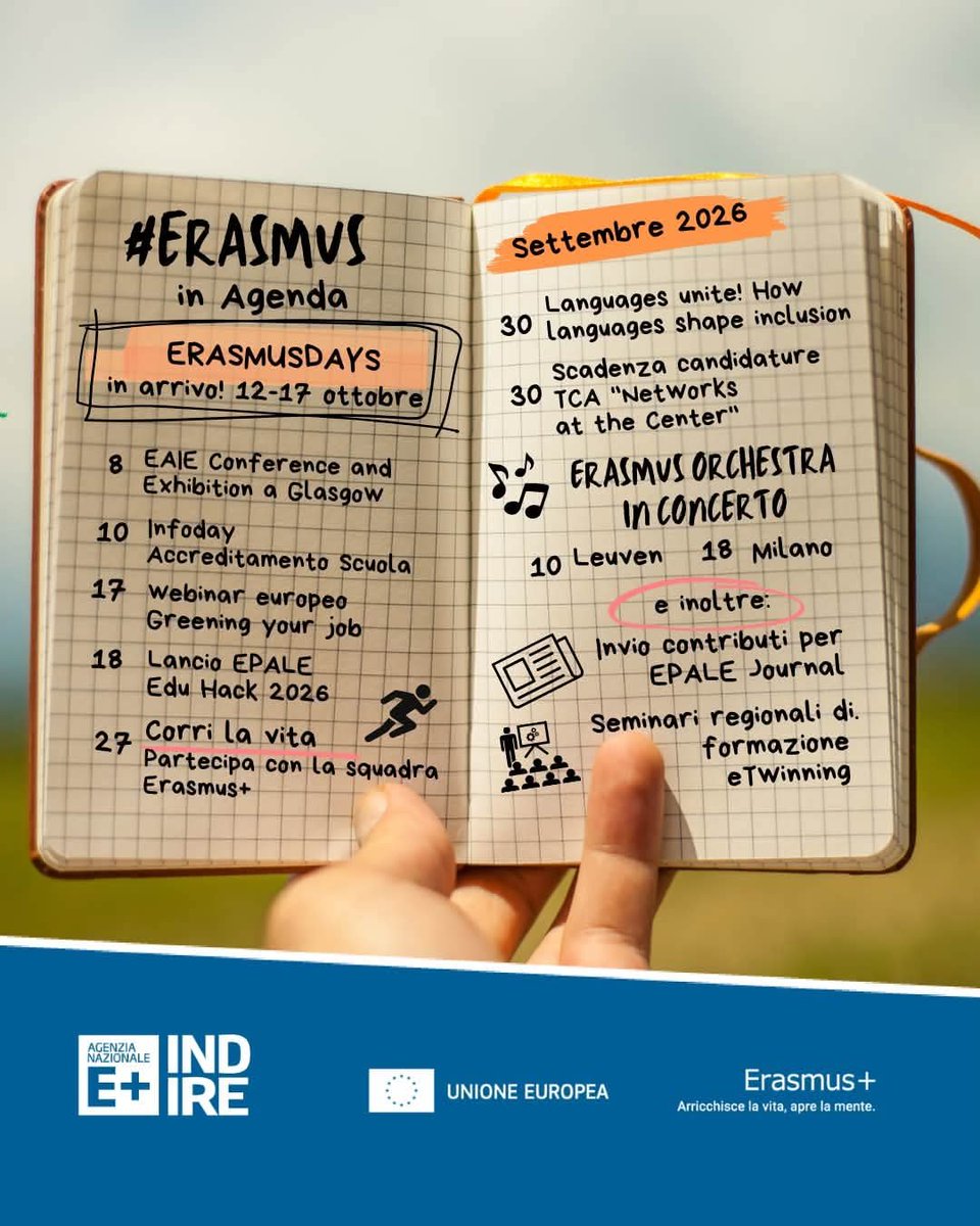 ErasmusPlusInd's tweet photo. I principali appuntamenti #erasmusplus in agenda a settembre
Info: https://t.co/tF03S7z2S3 https://t.co/m4YgQEgTPR