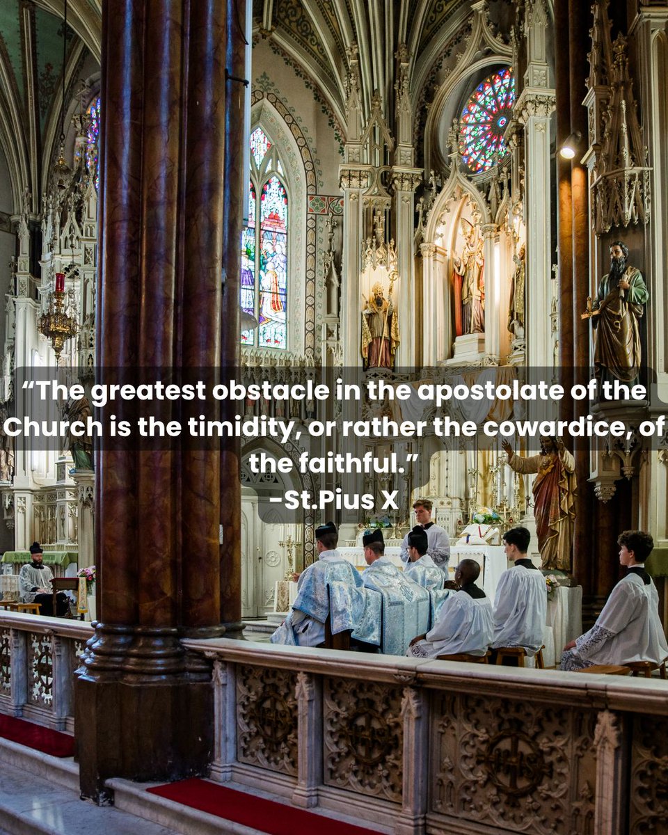 SanctificaApp's tweet photo. St. Pius X, Pope- Born into a poor family, he was known for his simplicity, personal poverty, strong faith, and concern for ordinary Catholics.

His pontificate focused especially on defending Catholic doctrine against Modernism, which he regarded as a serious threat to the Faith, while strongly promoting Thomistic philosophy and theology. He also reformed the Roman Curia and began the work that led to the 1917 Code of Canon Law.

Pius X had a lasting influence on Catholic spiritual and liturgical life. He encouraged frequent Holy Communion, lowered the age of First Holy  Communion for children, and supported the renewal of Gregorian chant. 

photos @latinmassphotographer

#sanctifica #piusx #againstmodernism
