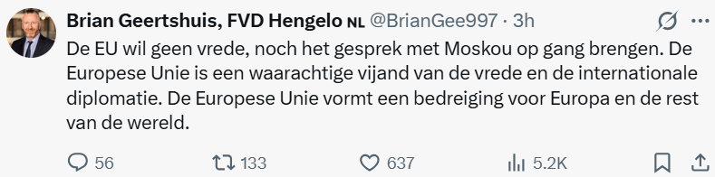 MierloWim's tweet photo. Ongelofelijk dat er nog mensen zoals deze Brian Geertshuis bestaan.
We weten natuurlijk al jaren FVD een gevaar is voor onze Democratie en Waarden.
Maar dat ze zo openlijk de kant van Rusland hebben gekozen is wel heel erg gevaalijk!! https://t.co/qIOBzLOnUc