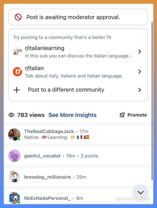 reddit_lies's tweet photo. He wanted to know why he was being told to learn "mosque" on Italian duolingo.

The mods purged the subreddit but not before snarky redditors claimed "it's just a word, why do you care?" https://t.co/3OxSoHcPNs